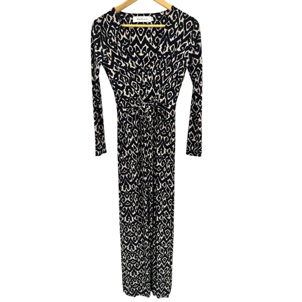 T-Bags Los Angeles Surplice Maxi Dress Size Small Stretchy Black White